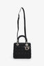 Christian Dior 2023 Black Grained Cannage Calfskin Medium Lady Dior Bag With Strap