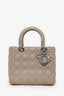 Christian Dior 2022 Taupe Grained Cannage Calfskin Medium Lady Dior Bag With Strap