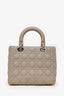 Christian Dior 2022 Taupe Grained Cannage Calfskin Medium Lady Dior Bag With Strap