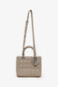Christian Dior 2022 Taupe Grained Cannage Calfskin Medium Lady Dior Bag With Strap