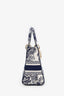 Christian Dior 2022 Navy/White Jacquard D-Lite Medium Top Handle With Strap