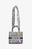 Christian Dior 2022 Navy/White Jacquard D-Lite Medium Top Handle With Strap