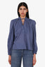 Joie Blue Linen Ruffled Blouse Size S