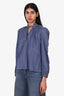 Joie Blue Linen Ruffled Blouse Size S