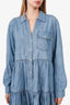 Veronica Beard Blue Denim Ruffled Mini Dress Size 10