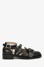Gucci Black Perforated Leather Buckle Detail Loafers Size 36
