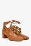 Chloe Brown Leather Bow Detail Block Heels Size 37