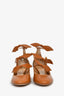 Chloe Brown Leather Bow Detail Block Heels Size 37