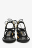 Salvatore Ferragamo Black Suede/Metallic Gold 'Vinci' Block Heel Sandals Size 7