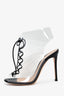Gianvito Rossi PVC/Black Leather 'Helmut' Lace Up Heels Size 36.5