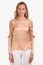 Cushnie Et Ochs Rose Gold Silk Cold Shoulder Long Sleeve Blouse Size 2