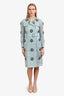Burberry Prorsum 2016 Runway Light Blue Crystal Embellished Cotton Trench Coat Size 40