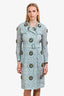 Burberry Prorsum 2016 Runway Light Blue Crystal Embellished Cotton Trench Coat Size 40