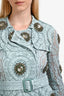 Burberry Prorsum 2016 Runway Light Blue Crystal Embellished Cotton Trench Coat Size 40