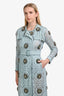 Burberry Prorsum 2016 Runway Light Blue Crystal Embellished Cotton Trench Coat Size 40