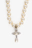 Vivienne Westwood Silver Faux Pearl One Row Pearl Drop Choker Necklace