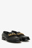 Gucci Black Leather Quentin Logo Plaque Slip On Loafers Size 38.5