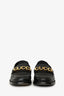 Gucci Black Leather Quentin Logo Plaque Slip On Loafers Size 38.5