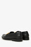 Gucci Black Leather Quentin Logo Plaque Slip On Loafers Size 38.5