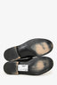Gucci Black Leather Quentin Logo Plaque Slip On Loafers Size 38.5