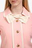 Gucci Pink Wool/Silk Blend Bow Detail Evening Jacket Size 42