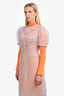 Fendi 2021 Short Sleeve Runway 4-Piece Dress Set With Blue Sheer + Orange + Blue Pointelle Dress With Detachable Collar Size 6
