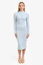 Fendi 2021 Short Sleeve Runway 4-Piece Dress Set With Blue Sheer + Orange + Blue Pointelle Dress With Detachable Collar Size 6