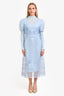 Fendi 2021 Short Sleeve Runway 4-Piece Dress Set With Blue Sheer + Orange + Blue Pointelle Dress With Detachable Collar Size 6