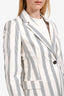 Brunello Cucinelli White Cotton Pinstripe Sequined Single Breasted Blazer Size 40