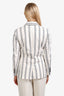 Brunello Cucinelli White Cotton Pinstripe Sequined Single Breasted Blazer Size 40