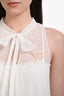 Prada 2022 White Mesh Tiered Sleeveless Mini Dress Size 40