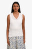 Pre-Loved Chanel™ White Cotton Ribbed Sleeveless Polo Shirt Size 34