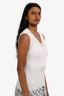 Pre-Loved Chanel™ White Cotton Ribbed Sleeveless Polo Shirt Size 34