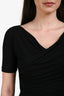 Carven Black Jersey Ruched Top Size XS