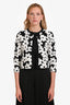 Caroline Herrera Black/White Floral Bow Clasp Cardigan Size S