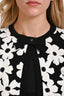 Caroline Herrera Black/White Floral Bow Clasp Cardigan Size S