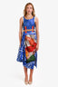 Marni 2019 Runway Blue Sculptural Printed Asymmetrical Dress Est. Size M