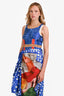 Marni 2019 Runway Blue Sculptural Printed Asymmetrical Dress Est. Size M