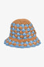 Prada Blue/Brown Raffia Logo Triangle Bucket Hat Size M