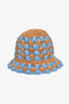 Prada Blue/Brown Raffia Logo Triangle Bucket Hat Size M