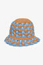 Prada Blue/Brown Raffia Logo Triangle Bucket Hat Size M