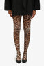 Dolce & Gabbana Leopard Print Sequin Detail Tights Size S
