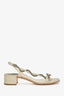 Rene Caovilla Beige Sequin Embellished Snake Block Heel Sandals Size 37