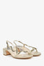 Rene Caovilla Beige Sequin Embellished Snake Block Heel Sandals Size 37