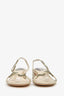 Rene Caovilla Beige Sequin Embellished Snake Block Heel Sandals Size 37
