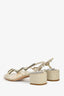 Rene Caovilla Beige Sequin Embellished Snake Block Heel Sandals Size 37