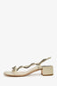 Rene Caovilla Beige Sequin Embellished Snake Block Heel Sandals Size 37