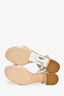 Rene Caovilla Beige Sequin Embellished Snake Block Heel Sandals Size 37