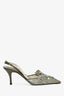Rene Caovilla Grey Crystal Slingback Kitten Heels Size 37.5