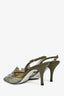 Rene Caovilla Grey Crystal Slingback Kitten Heels Size 37.5